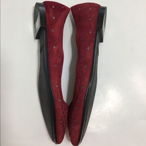 Attilio Giusti Loembruni Red Leather Flats Ballet Grommets Size 39 1/2 - Picture 3 of 8